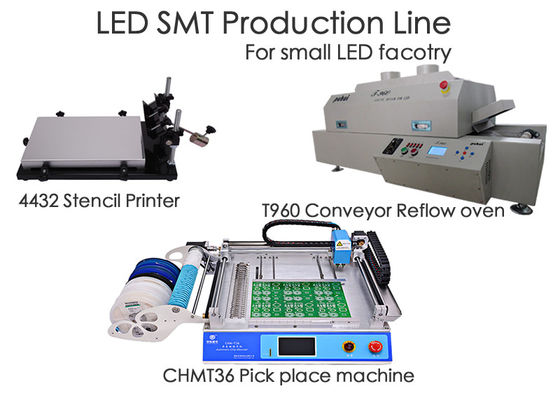 Fertigungsstraße CHMT36 Chip Mounter, Schablonen-Drucker, Rückflut-Ofen T960 LED SMT, für kleine Fabrik