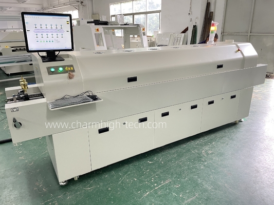 PC6635 Rail + PC Control Lead-free Reflow Oven 2200*350mm 6 temp Zones Soldering Machine
