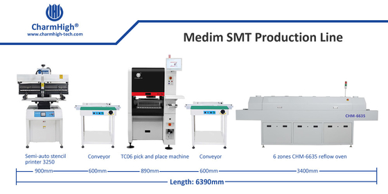 Mittlere SMT-Produktionslinie, 6 Köpfe TC06 Komplett-PCB-Bestückung PCBA-Fertigung