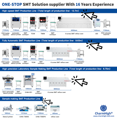 Charmhigh SMT-PCB-Assembly-Linie mit GKG-GSE-Drucker und 8-Zonen-Rückfluss