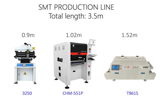 Gesamtlänge 3,5 m Hocheinheitliche kleine SMT-Produktionslinie 0201, BGA, 144 Pins IC