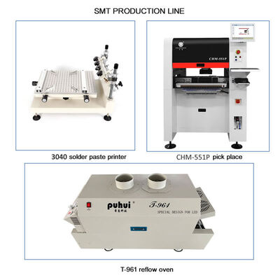 Kleine SMT-Leitung mit hoher Präzision mit 3040-Drucker CHM-551 Monter T961 Ofen