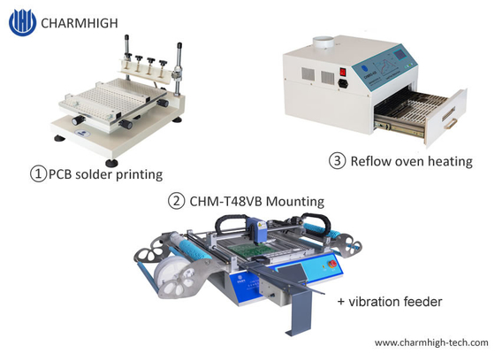 Stencil Printer 3040 / CHMT48VB+ Vibration Feeder , SMT PCB Assembly Line / Reflow Oven BRT-420